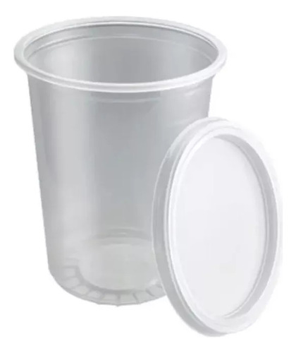 Envase De 1 Litro Con Tapa C / 500 Juegos Vaso Transparente