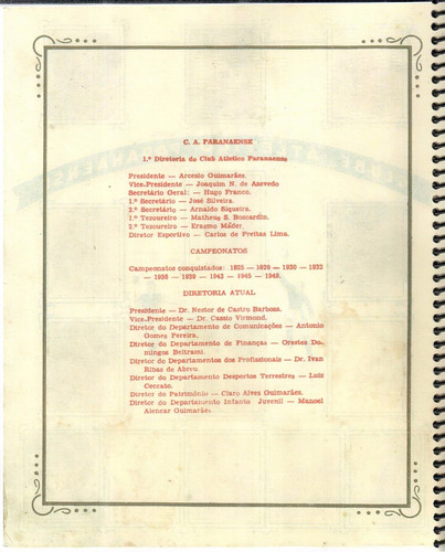 Álbum De Figurinha Digitalizado Campeonat Paranaense De 1952