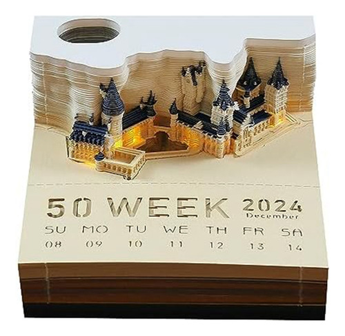 Bloc De Notas Block Con Calendario Castle Led 3d Adhesivo No