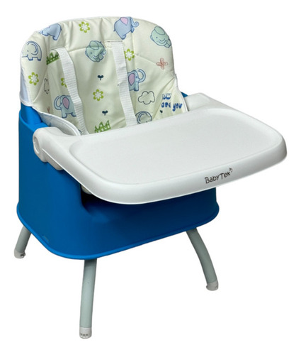 Silla Alta Con Periquera Para Bebe Con Bandeja Y Convertible Color Azul Animales