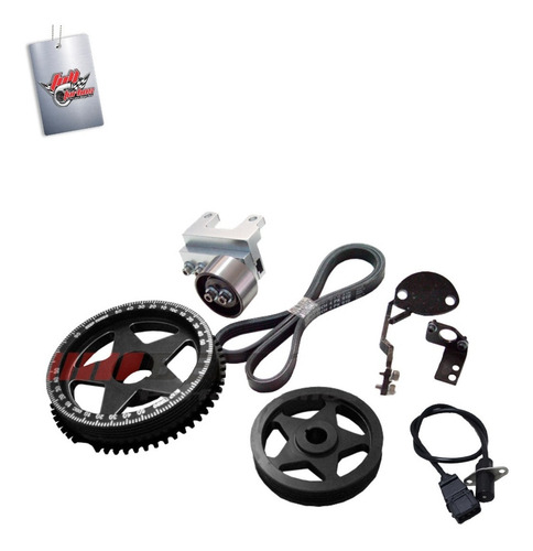 Imagem 1 de 1 de Kit Polia Fusca Vw Ar Poli-v 4pk Roda Fônica -preta C/sensor