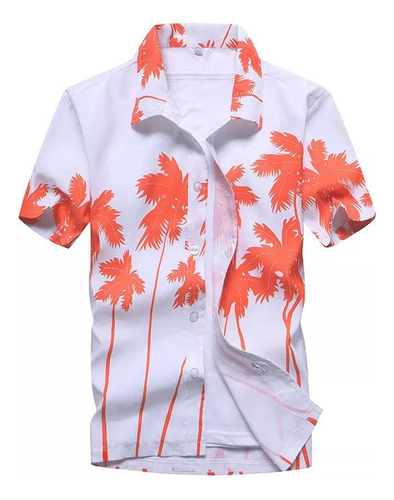 Blusa Floral De Manga Corta Para Hombre Talla Grande