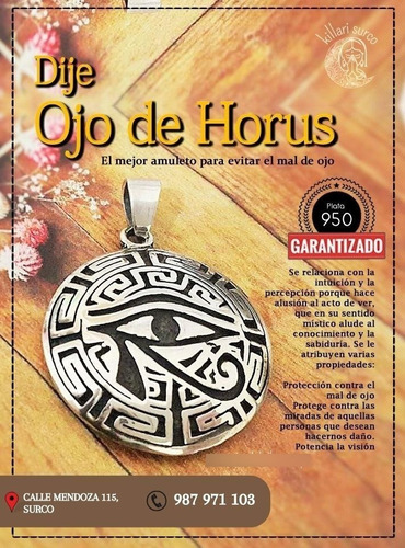 Dije Ojo De Horus Hecho En Plata 950