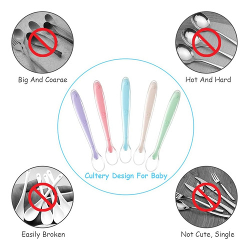 Cucharas De Silicona Para Bebés, 5 Cucharas De Alimentación