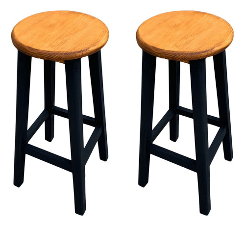 Set 2 Banco Alto Madera Redondo Para Barra Cocina Bar Neca