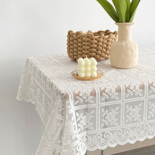 Mantel De Encaje Retro Rectangular Para Mesa De Café Y Comed