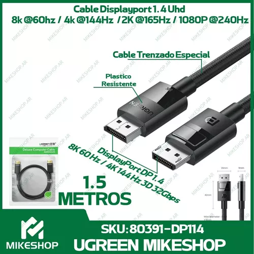 Cable DisplayPort 1.4 de 4 metros