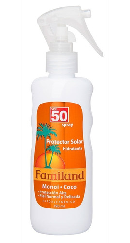 Familand Protector Solar Spf50 Monoi Coco Gatillo, 190 Ml