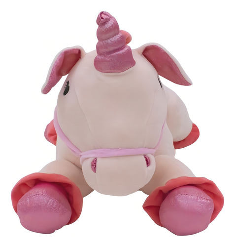 Unicórnio Rosa Deitado 40cm - Pelúcia