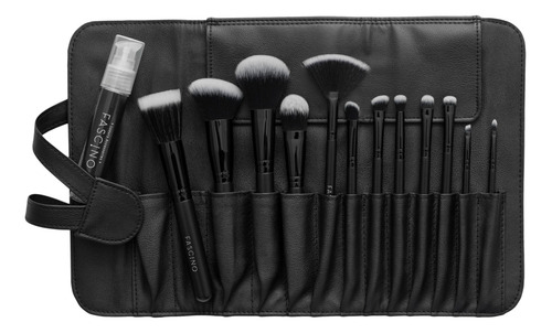 Imagen 1 de 11 de Set 12 Brochas Y Pinceles De Maquillaje+portabrocha Fascino