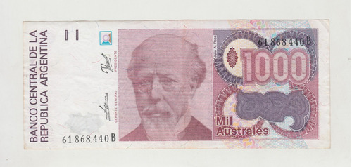 Billete De Argentina 1000 Australes Años 80`s Unc (c85)