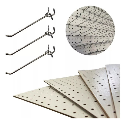 Ganchos Exhibidores 100 Unidades 15cm Panel Ranurado Diginet