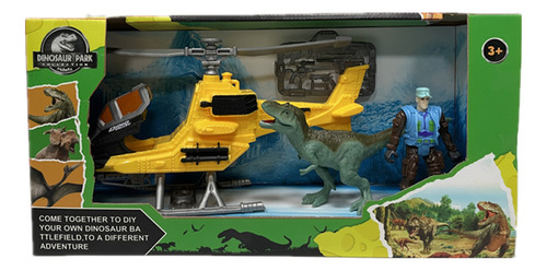 Helicóptero Con Dinosaurio Y Muñeco, En Caja