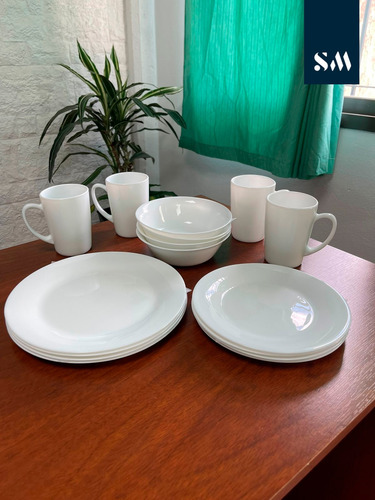 Set De Vajilla 24 Piezas Plato Playo Postre Y Tazas