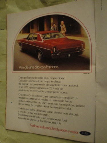 Publicidad Ford Fairlane Año 1971