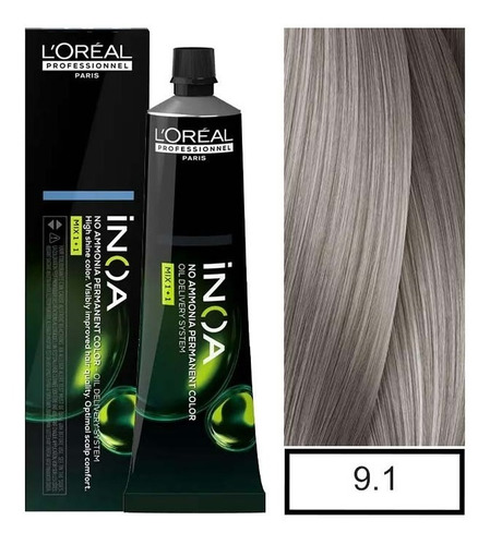 Tintura Permanente Sin Amoníaco Loreal Inoa 9.1