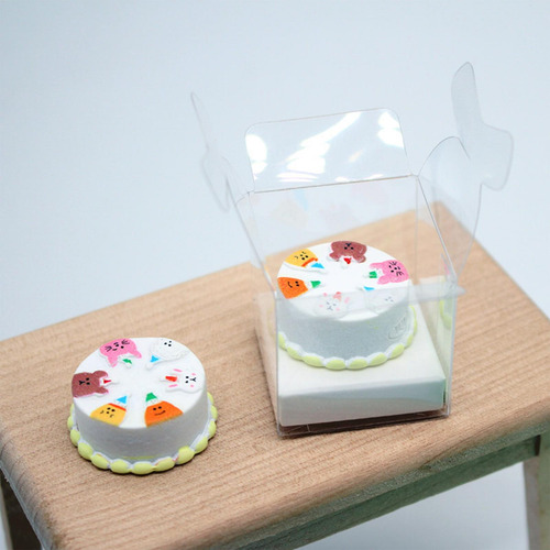 Pastel En Miniatura De Casa De Muñecas 1/12 Con Caja De