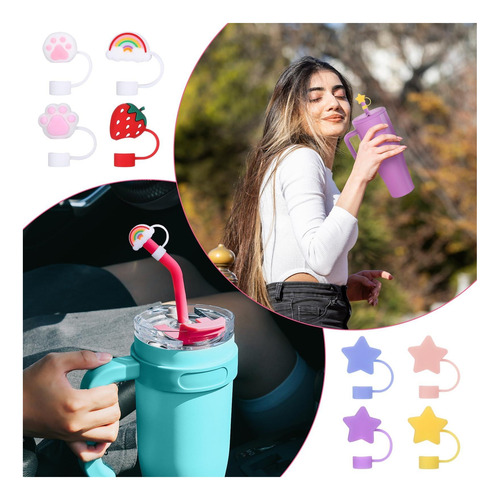 8pcs Conjunto De Cubierta De Paja De Silicona Para La Era De
