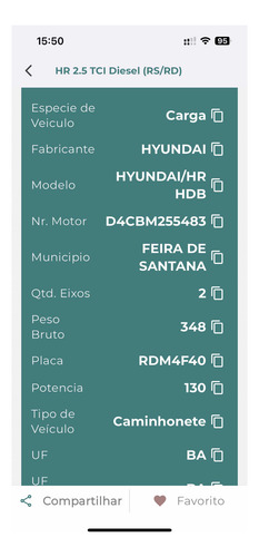Hyundai HR 2.5 Hd Cab. Curta S/ Carroceria Tci 2p