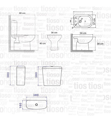 Imagen 7 de 10 de Combo Inodoro Largo Mochila Bidet Sanitarios Deca Marajo