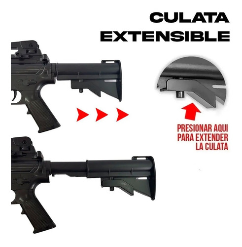 Imagen 6 de 10 de Rifle Airsoft M4 Replica Resorte 6 Mm Pistola Regalo Balines