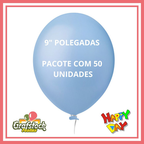 Balão Bexiga Número 9 - 50 Unidades  Happy Day