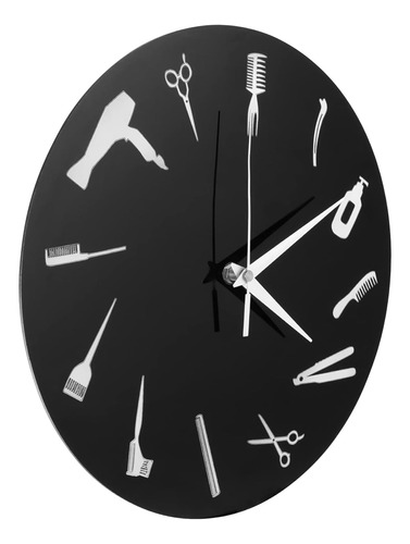 Amosfun Barbershop - Reloj De Pared Redondo Moderno, Retro, 