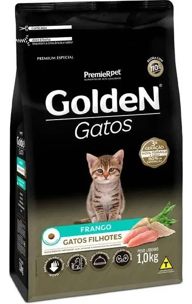 Ração Seca Golden Gatos Filhotes Sabor Frango 1 Kg