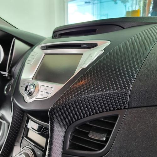 Adesivo Fibra Carbono Envelopamento Automotivo Friso 2 Metro Cor Preto