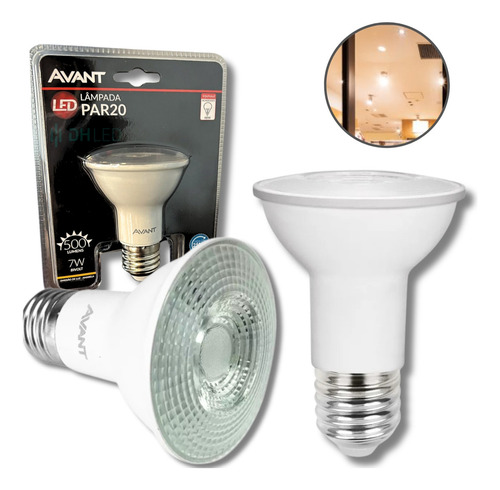 Kit 14x Lâmpada Led Par 20 Avant 7w Branco Quente