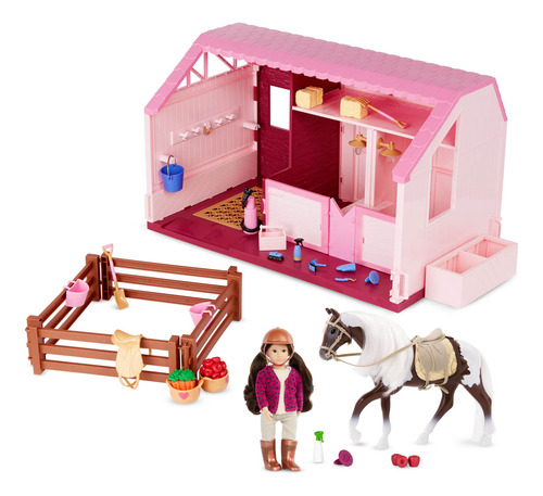 Establo De Juguete Con Accesorio Muñeca Caballo Color Rosa