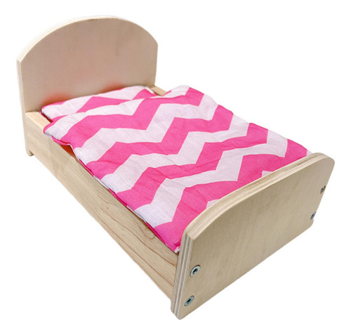Cama En Miniatura De Casa Muñeca Con Juego De Cama Madera