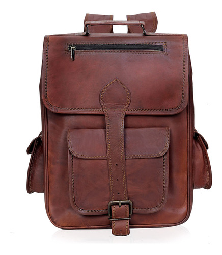 Glb Mochila De Cuero Vintage Para Laptop 26 Marrón