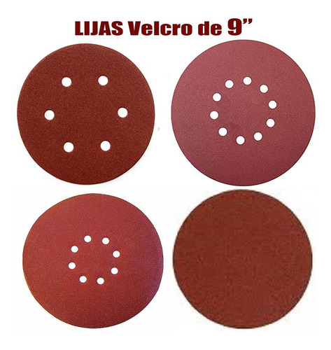 20 Lijas De 9  Circulares + Velcro Para Lijadora De Pared   