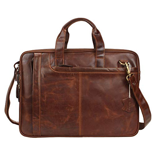 Genuine Leather Messenger Laptop Bag For Men And Women,...