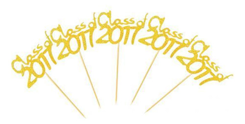 3xclass Of 2017 Glitter Cake Topper Cupcake Selecciones De