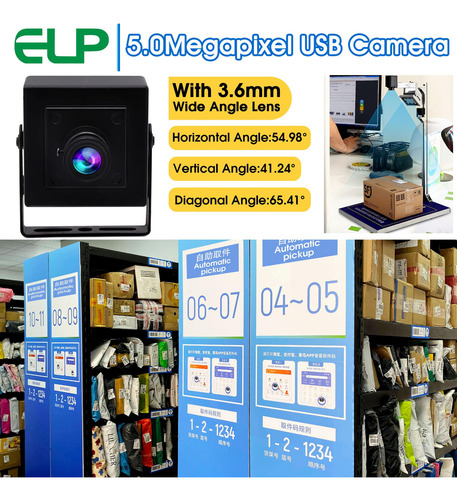 Cámara Usb Webcam Elp Mini Box De 5 Mp Hd Con Lente De 3.6 M