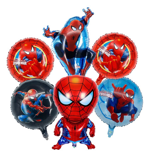 Kit 6 Globos Para Spiderman Decoracion De Cumpleaños Fiesta