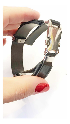 Pulseira Couro Vermelha/preto Moto Rock