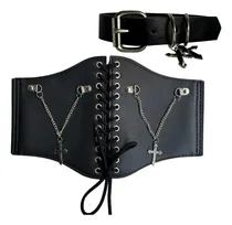 Comprar Combo Corset Gotico Cruces + Choker Con Cruces En Ecocuero