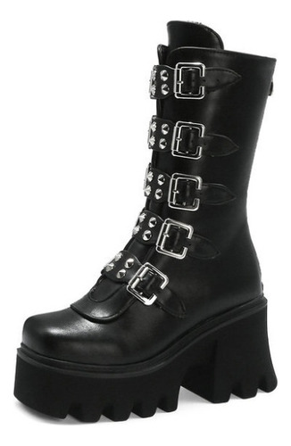 Botas De Plataforma Punk For Mujer Con Hebilla Con