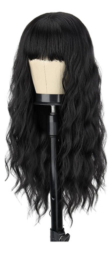 Peluca Rizada En Forma De J Con Flequillo Para Mujer, Pelo S