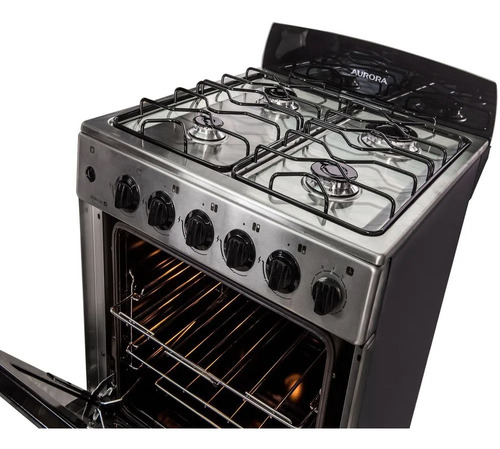 Imagen 6 de 7 de Cocina Aurora Argenta Xle 4 Multigas 4 Hornallas Acero Inox