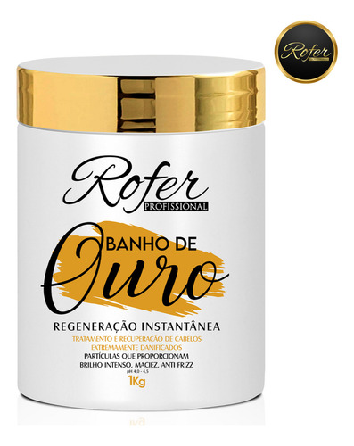 Rofer Máscara Capilar Banho De Ouro Regeneração Instantânea Maciez 1 kg