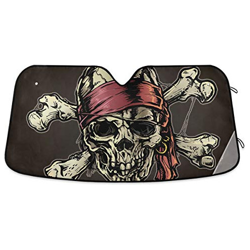 Pirate Skull Car Windshield Sunshade Foldable Reflective Sun