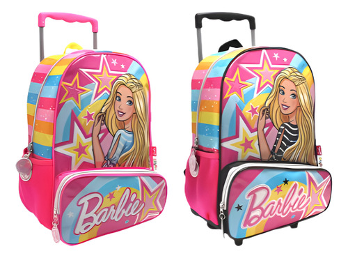 Mochila Barbie Estrellas Escolar Carro 16 Pulgadas Wabro Color Rosa