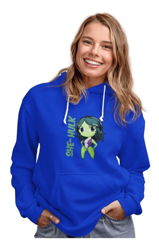 Poleron Dama She Hulk Marvel Heroe Invierno Estampado Algodo