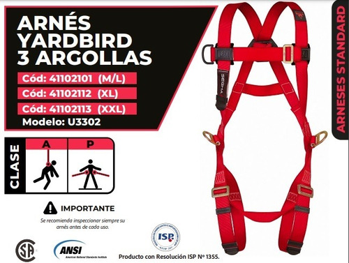 Arnés De Seguridad 3 Argollas Segma Certificado Isp Y Ansi
