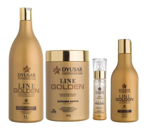 Kit Line Golden Shampoo + Máscara + Cond + Óleo 1kg Dyusar