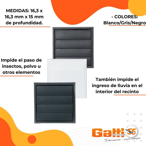Imagen 6 de 10 de Persiana Movil Plástico Para Extractor De 4 Y 6 Pulgadas
